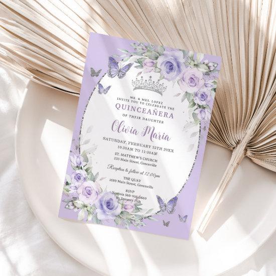 Lavender Purple Floral Butterflies Quinceañera