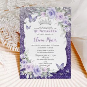 Lavender Purple Floral Butterflies Quinceañera