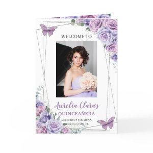 Lavender Purple Floral Quinceanera Events Padrinos Program