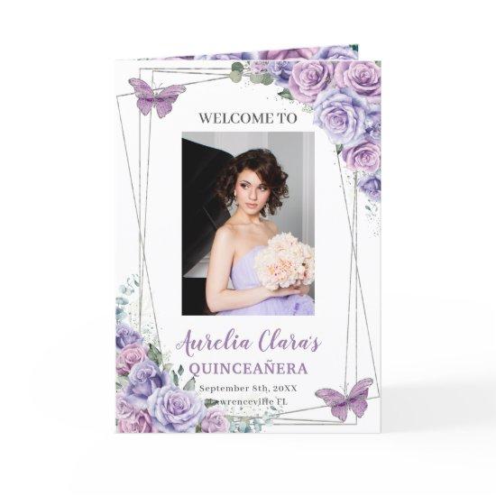 Lavender Purple Floral Quinceanera Events Padrinos Program