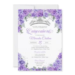 Lavender Purple Rose & Silver Tiara Quinceanera