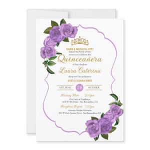Lavender Purple Roses Gold Elegant Quinceañera