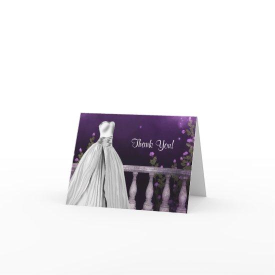 Lavender Purple Roses Quinceanera Thank You Cards