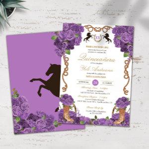 Lavender Purple Roses Western Charro Quinceanera