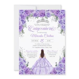 Lavender Purple & Silver Rose Elegant Quinceanera