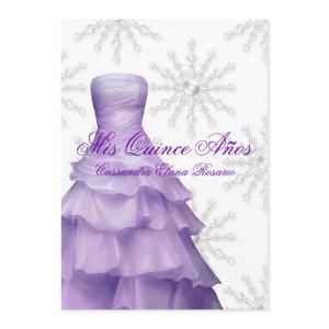 Lavender Purple Snowflakes White Quinceanera