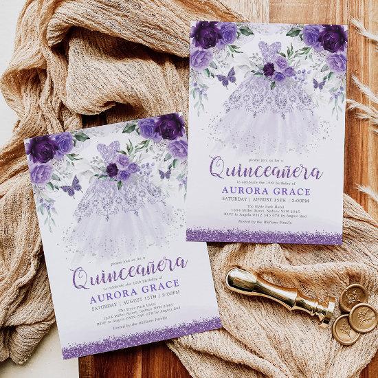 Lavender Quinceañera Princess Dress Butterflies