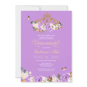 Lavender Rose Gold Tiara Butterfly Quinceanera
