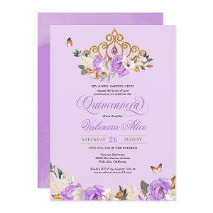 Lavender Roses Gold Princess Butterfly Quinceañera