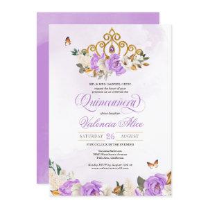 Lavender Roses Gold Tiara Purple Butterfly Quince