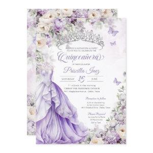 Lavender Silver Butterfly Princess Quinceañera
