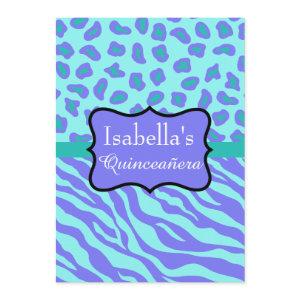 Lavender Turquoise Zebra Leopard Skin Quinceañera