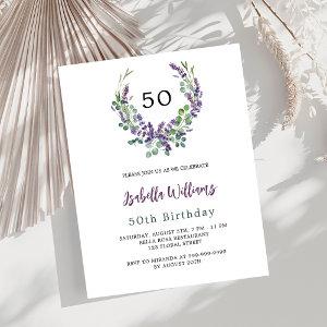 Lavender violet florals budget birthday