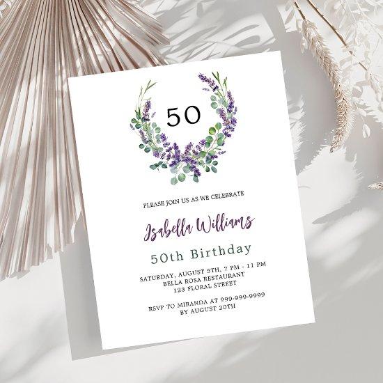 Lavender violet florals budget birthday