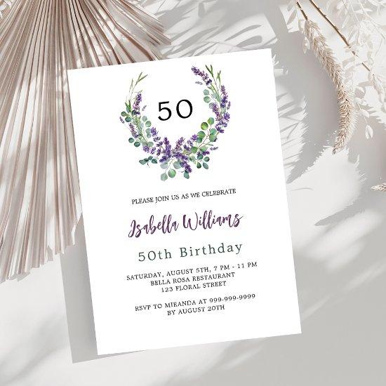 Lavender violet florals greenery birthday