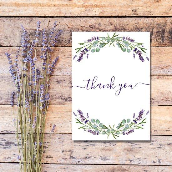 Lavender violet flowers thank you card