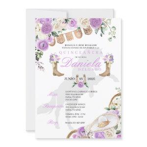 Lavender Western Boots & Roses Quinceañera