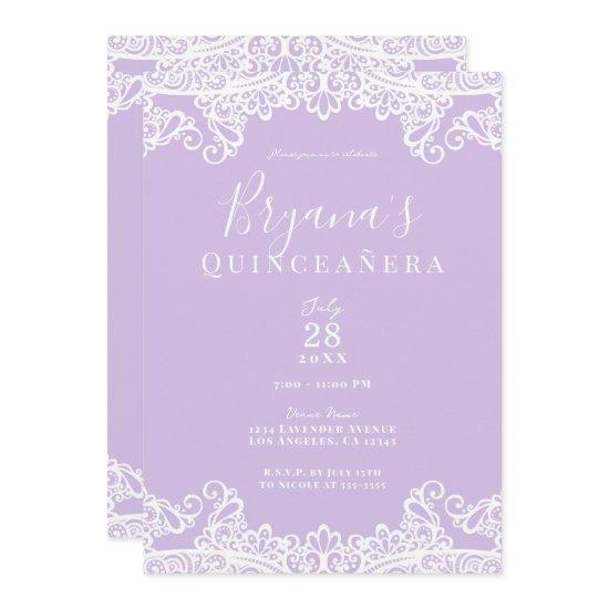 Lavender & White Lace Elegant Quinceañera Party