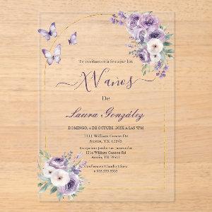 Lavender with butterflies Quinceanera spanish Acrylic