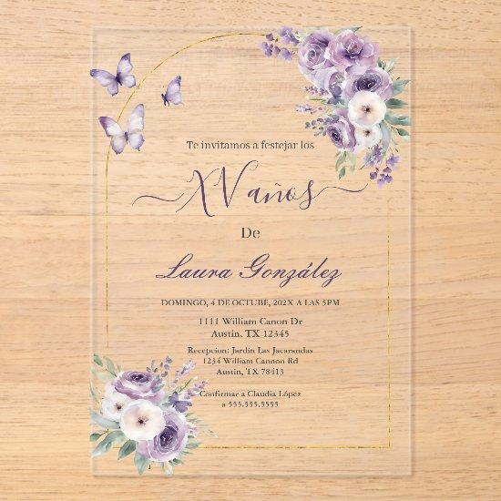 Lavender with butterflies Quinceanera spanish Acrylic