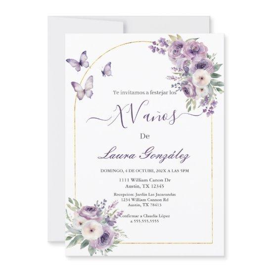 Lavender with butterflies Quinceanera spanish