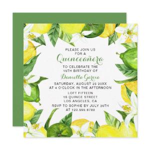 Lemon Lime Citrus Blossom Watercolor Quinceañera