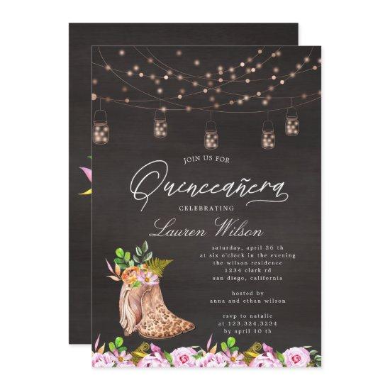leopard cowboy boots string lights Quinceanera