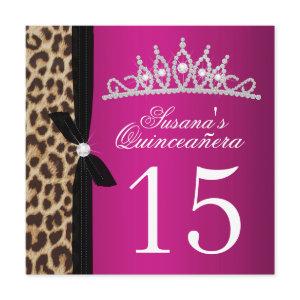 leopard hot pink Quinceanera