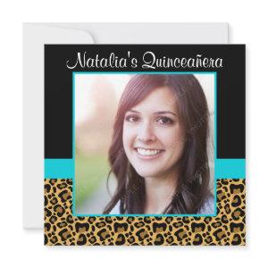 Leopard Teal Blue Photo Quinceanera