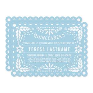 Light blue and white papel picado Quinceañera