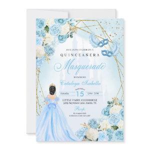 Light Blue Cinderella Masquerade Quinceanera