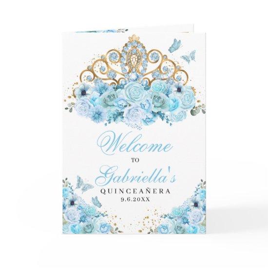 Light Blue Cinderella Tiara Quinceanera Program