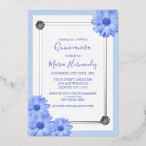 Light Blue Floral Elegant Quinceanera Foil