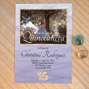 Light Blue, Gold Glitter 15 Quinceanera Photo