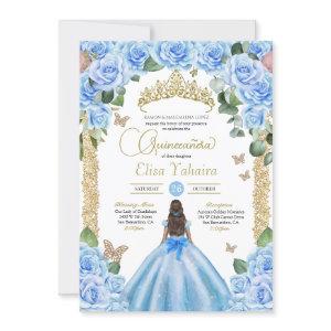 Light Blue Princess Dress Butterfly Quinceanera