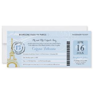 Light Blue Quinceanera Boarding Pass to Paris
