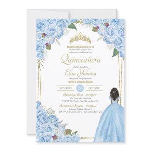 Light Blue Quinceanera Elegant Dress Rose Floral I