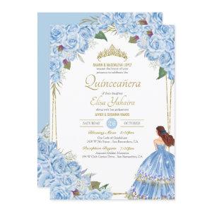 Light Blue Quinceanera Elegant Dress Rose Floral I
