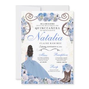 Light Blue Ranchero Princess Dress Quinceanera