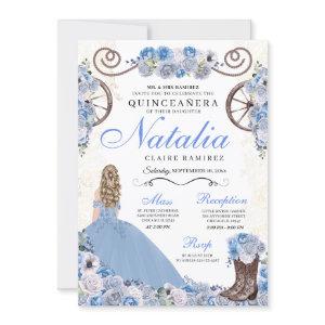 Light Blue Ranchero Princess Dress Quinceanera