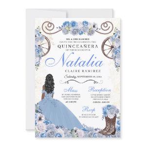 Light Blue Ranchero Princess Dress Quinceanera