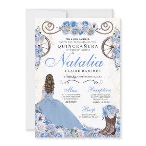 Light Blue Ranchero Princess Dress Quinceanera