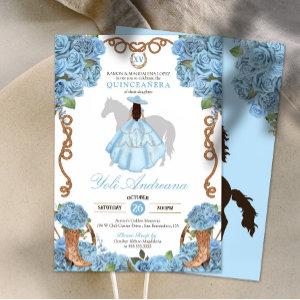 Light Blue Rose Boots Charro Vestidos Quinceanera