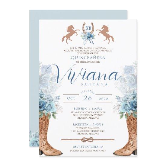 Light Blue Western Charra Quinceanera