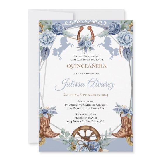 Light Blue Western Charra Quinceanera