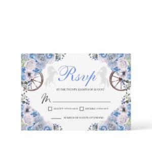 Light Blue Western Quinceanera RSVP Card