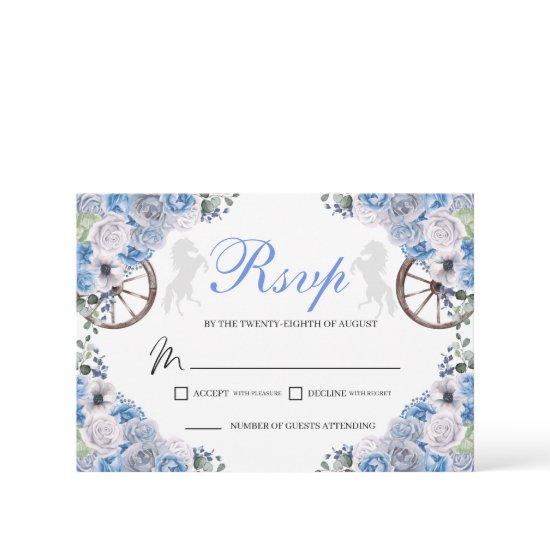 Light Blue Western Quinceanera RSVP Card