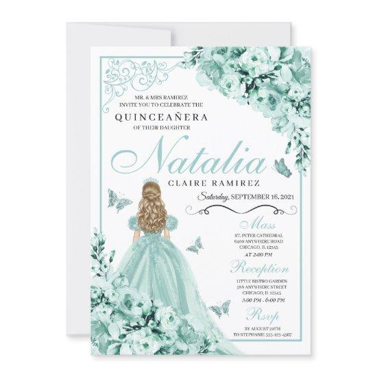 Light Green Butterfly Tiara Princess Quinceanera