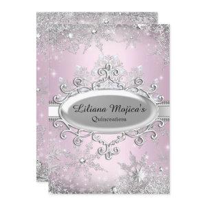 Light Pink Crystal Snowflake Princess Quinceanera