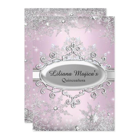 Light Pink Crystal Snowflake Princess Quinceanera
